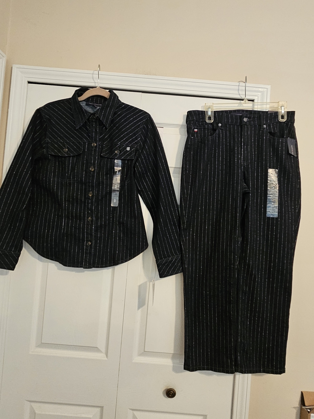 Tommy Hilfiger Navy Metalic Pinstripe Suit Set